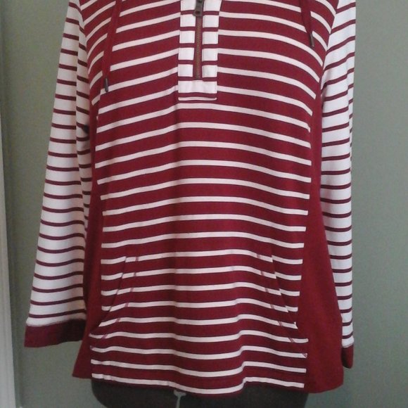 Ruby Rd. Red & White Stripe Top, L - Picture 2 of 8